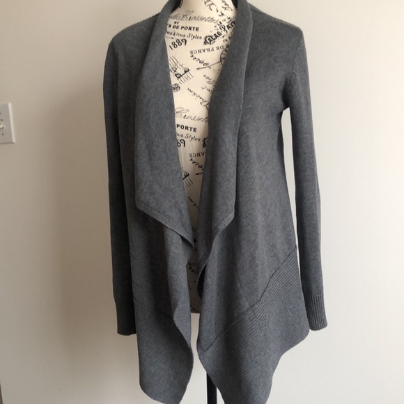 Retro-ology grey open cardigan sweater asymmetrical Size Small EUC - Picture 6 of 16